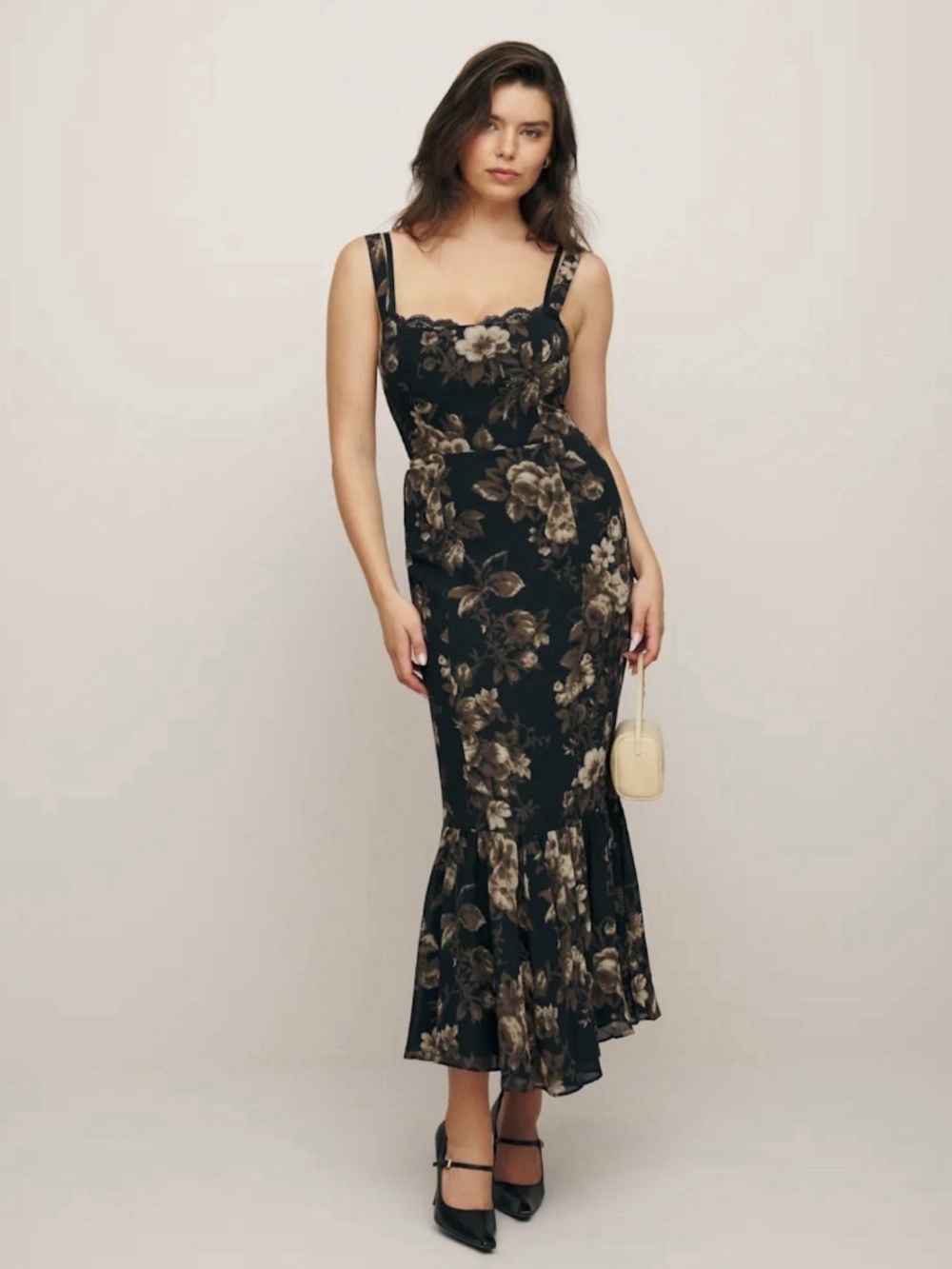 Reformation Irisa Dress Grand Dame Brown and Black